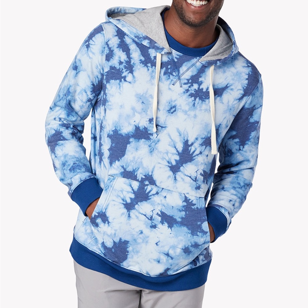 Chubbies blue Tie dye hoodie with drawstring kangaroo pocket men's S